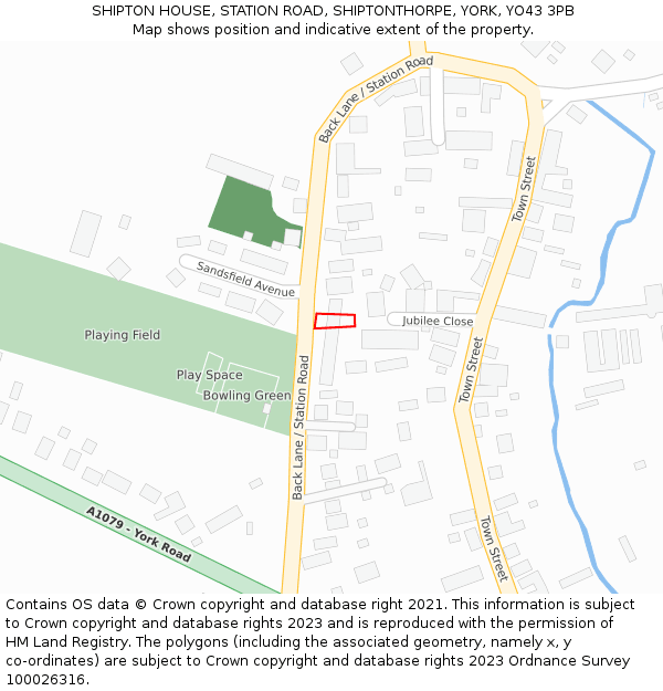 SHIPTON HOUSE, STATION ROAD, SHIPTONTHORPE, YORK, YO43 3PB: Location map and indicative extent of plot