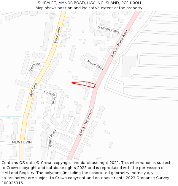 SHIRALEE, MANOR ROAD, HAYLING ISLAND, PO11 0QH: Location map and indicative extent of plot