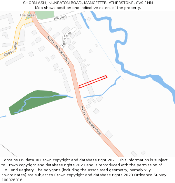 SHORN ASH, NUNEATON ROAD, MANCETTER, ATHERSTONE, CV9 1NN: Location map and indicative extent of plot