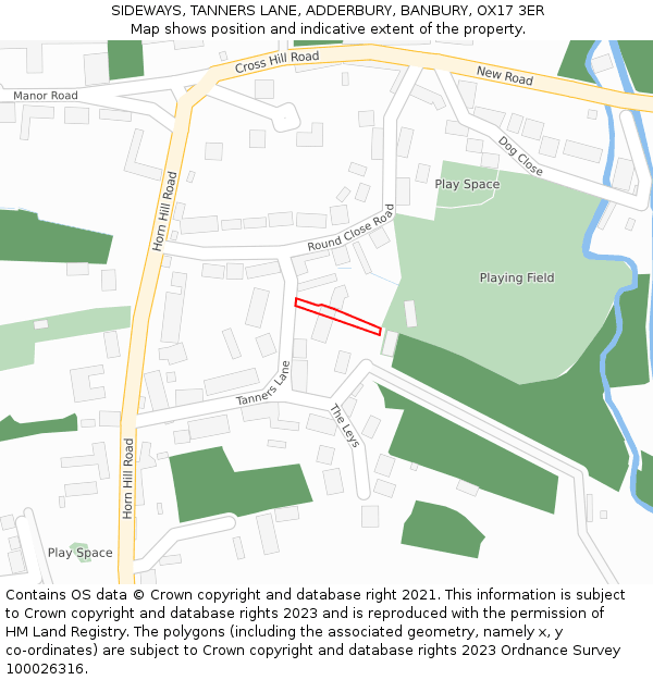 SIDEWAYS, TANNERS LANE, ADDERBURY, BANBURY, OX17 3ER: Location map and indicative extent of plot