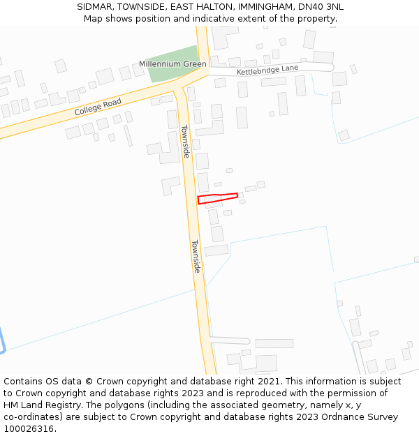 SIDMAR, TOWNSIDE, EAST HALTON, IMMINGHAM, DN40 3NL: Location map and indicative extent of plot