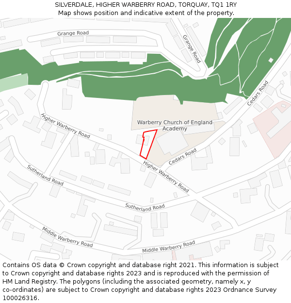 SILVERDALE, HIGHER WARBERRY ROAD, TORQUAY, TQ1 1RY: Location map and indicative extent of plot