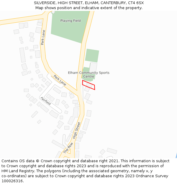 SILVERSIDE, HIGH STREET, ELHAM, CANTERBURY, CT4 6SX: Location map and indicative extent of plot