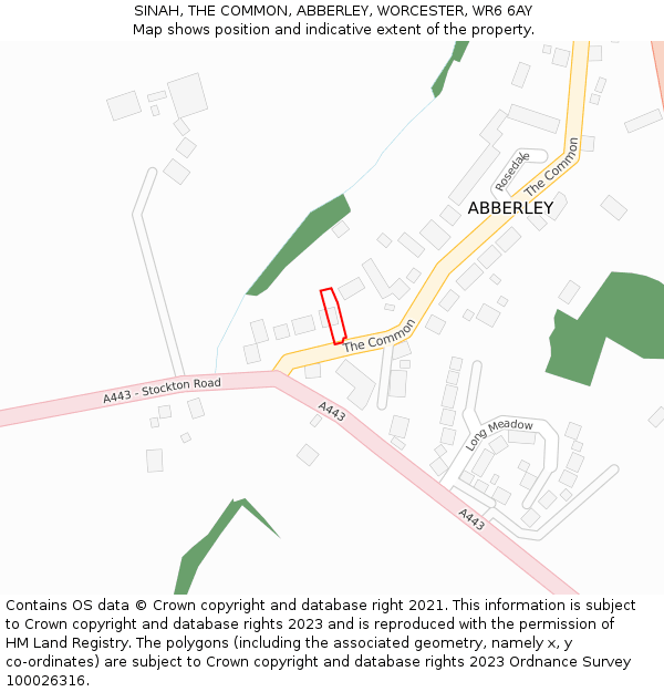 SINAH, THE COMMON, ABBERLEY, WORCESTER, WR6 6AY: Location map and indicative extent of plot