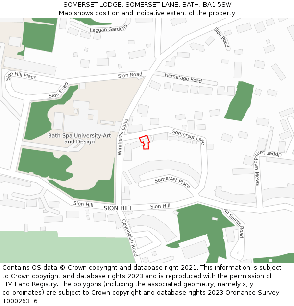 SOMERSET LODGE, SOMERSET LANE, BATH, BA1 5SW: Location map and indicative extent of plot