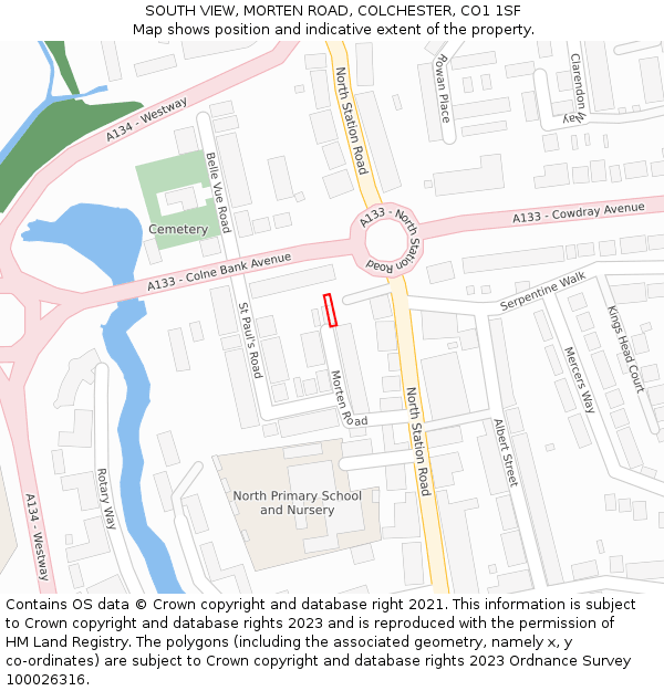 SOUTH VIEW, MORTEN ROAD, COLCHESTER, CO1 1SF: Location map and indicative extent of plot