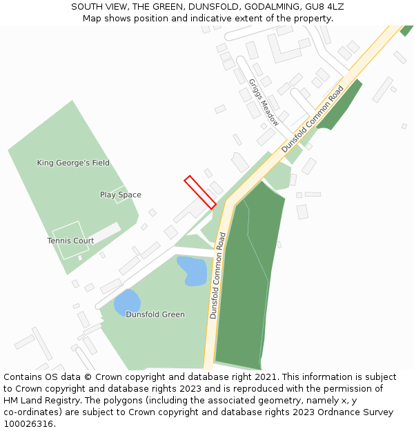 SOUTH VIEW, THE GREEN, DUNSFOLD, GODALMING, GU8 4LZ: Location map and indicative extent of plot