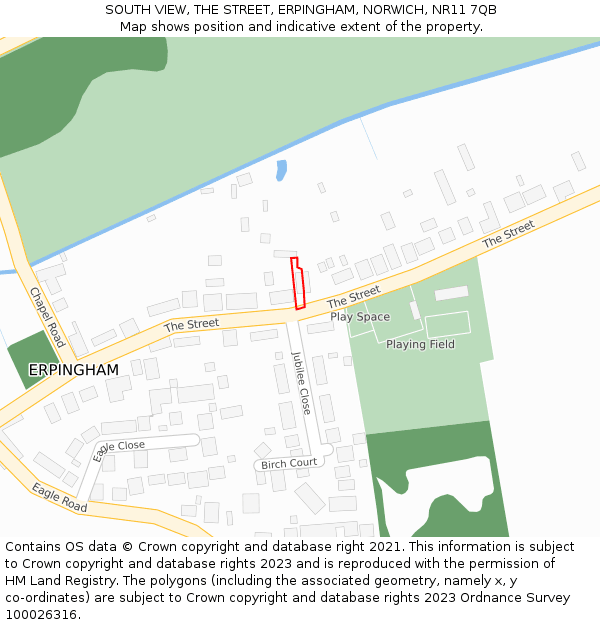 SOUTH VIEW, THE STREET, ERPINGHAM, NORWICH, NR11 7QB: Location map and indicative extent of plot