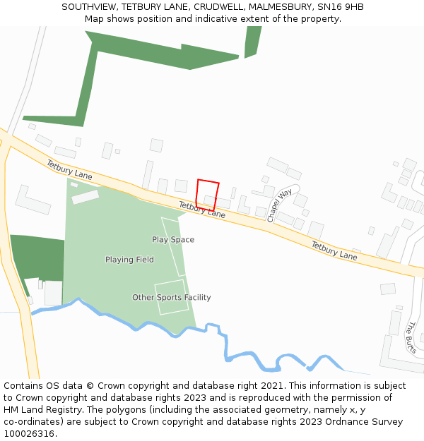 SOUTHVIEW, TETBURY LANE, CRUDWELL, MALMESBURY, SN16 9HB: Location map and indicative extent of plot