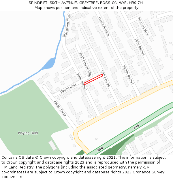 SPINDRIFT, SIXTH AVENUE, GREYTREE, ROSS-ON-WYE, HR9 7HL: Location map and indicative extent of plot