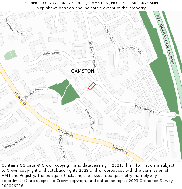 SPRING COTTAGE, MAIN STREET, GAMSTON, NOTTINGHAM, NG2 6NN: Location map and indicative extent of plot