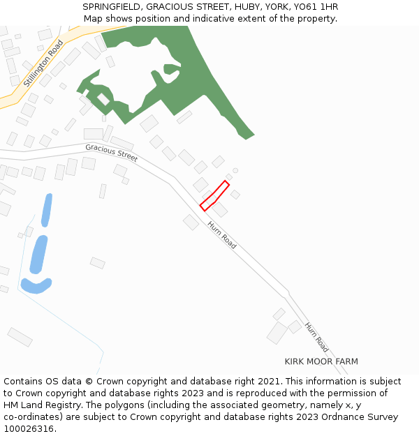 SPRINGFIELD, GRACIOUS STREET, HUBY, YORK, YO61 1HR: Location map and indicative extent of plot