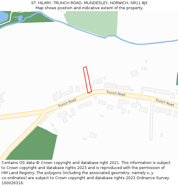 ST. HILARY, TRUNCH ROAD, MUNDESLEY, NORWICH, NR11 8JX: Location map and indicative extent of plot