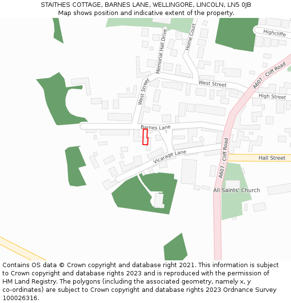 STAITHES COTTAGE, BARNES LANE, WELLINGORE, LINCOLN, LN5 0JB: Location map and indicative extent of plot