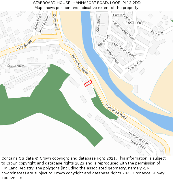 STARBOARD HOUSE, HANNAFORE ROAD, LOOE, PL13 2DD: Location map and indicative extent of plot