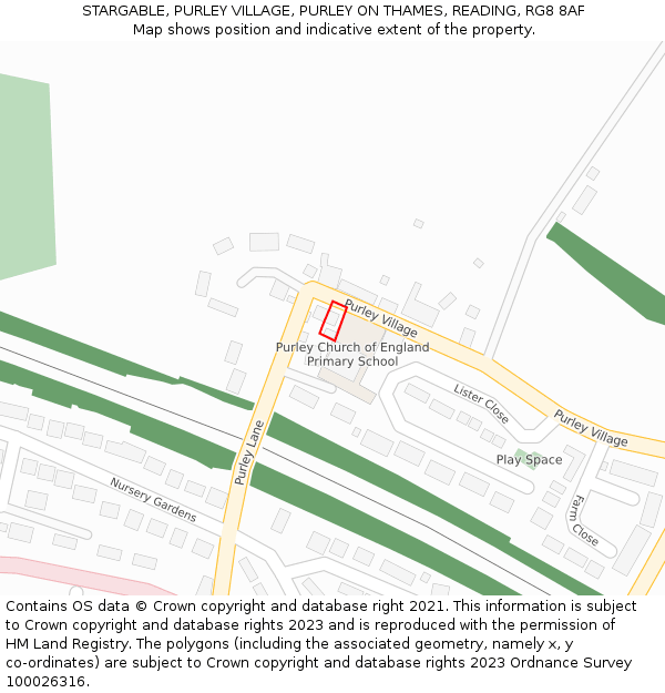 STARGABLE, PURLEY VILLAGE, PURLEY ON THAMES, READING, RG8 8AF: Location map and indicative extent of plot