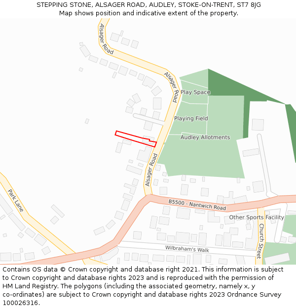 STEPPING STONE, ALSAGER ROAD, AUDLEY, STOKE-ON-TRENT, ST7 8JG: Location map and indicative extent of plot