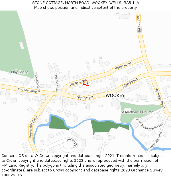 STONE COTTAGE, NORTH ROAD, WOOKEY, WELLS, BA5 1LA: Location map and indicative extent of plot