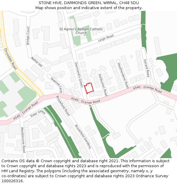 STONE HIVE, DARMONDS GREEN, WIRRAL, CH48 5DU: Location map and indicative extent of plot