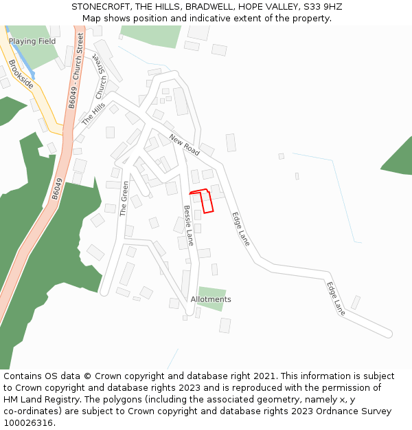 STONECROFT, THE HILLS, BRADWELL, HOPE VALLEY, S33 9HZ: Location map and indicative extent of plot
