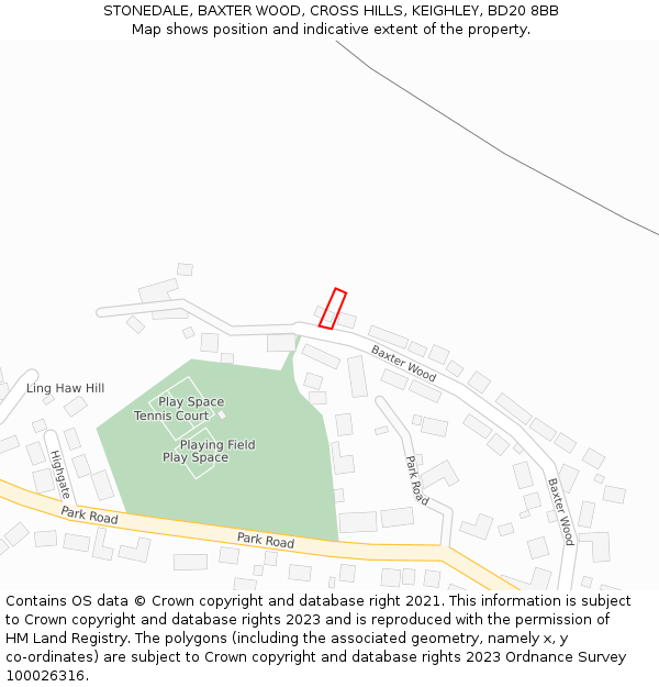 STONEDALE, BAXTER WOOD, CROSS HILLS, KEIGHLEY, BD20 8BB: Location map and indicative extent of plot