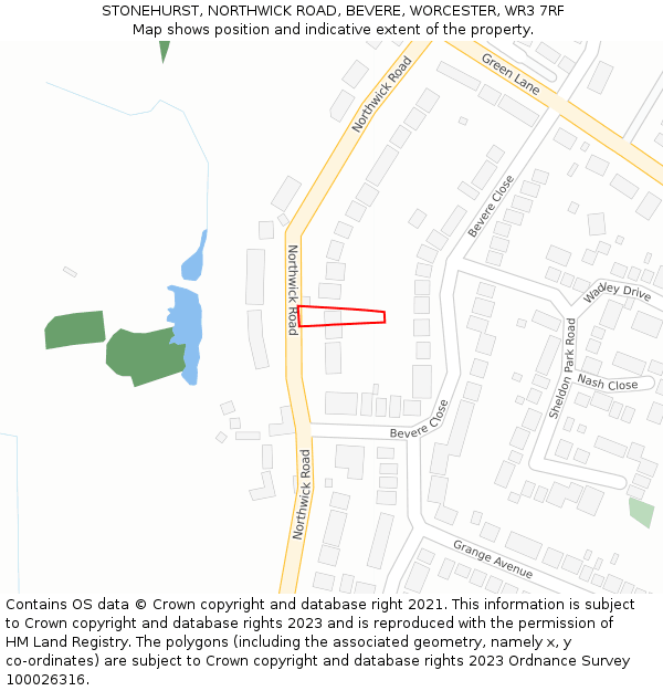 STONEHURST, NORTHWICK ROAD, BEVERE, WORCESTER, WR3 7RF: Location map and indicative extent of plot