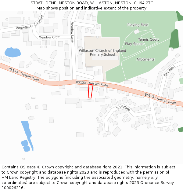 STRATHDENE, NESTON ROAD, WILLASTON, NESTON, CH64 2TG: Location map and indicative extent of plot