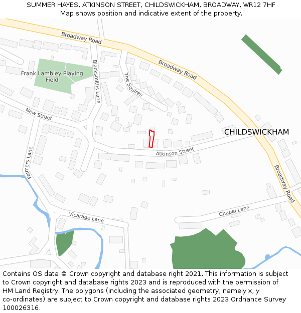 SUMMER HAYES, ATKINSON STREET, CHILDSWICKHAM, BROADWAY, WR12 7HF: Location map and indicative extent of plot
