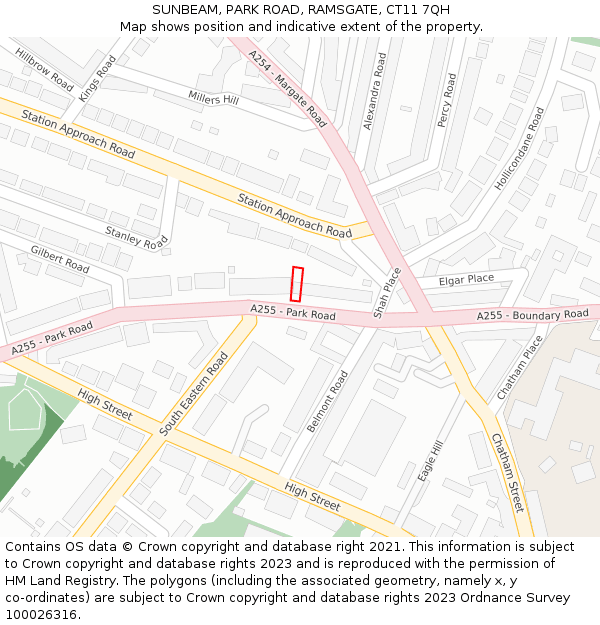 SUNBEAM, PARK ROAD, RAMSGATE, CT11 7QH: Location map and indicative extent of plot