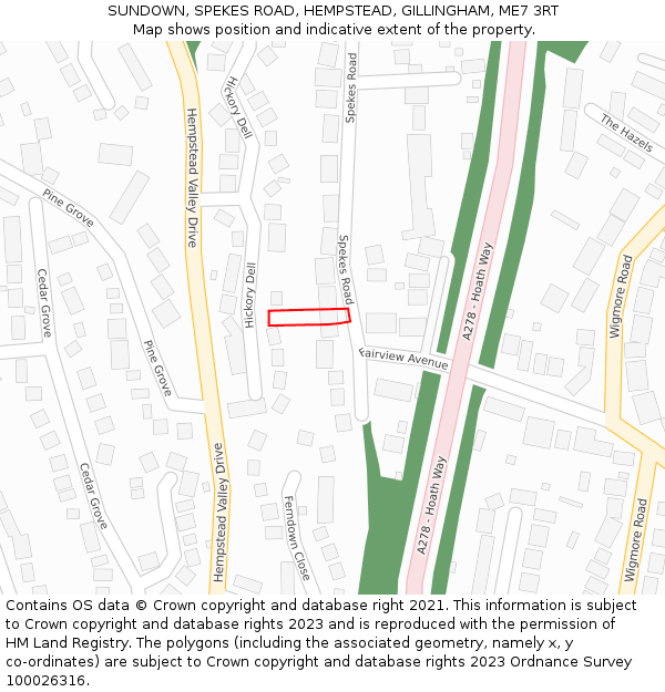 SUNDOWN, SPEKES ROAD, HEMPSTEAD, GILLINGHAM, ME7 3RT: Location map and indicative extent of plot