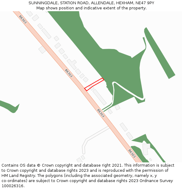 SUNNINGDALE, STATION ROAD, ALLENDALE, HEXHAM, NE47 9PY: Location map and indicative extent of plot