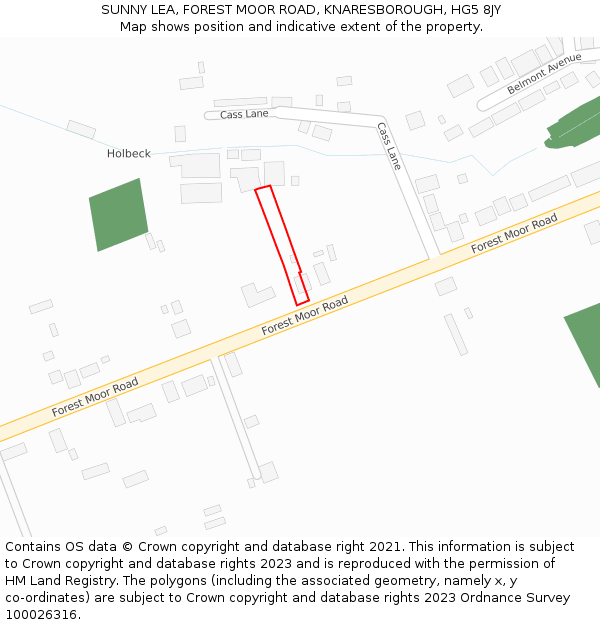 SUNNY LEA, FOREST MOOR ROAD, KNARESBOROUGH, HG5 8JY: Location map and indicative extent of plot