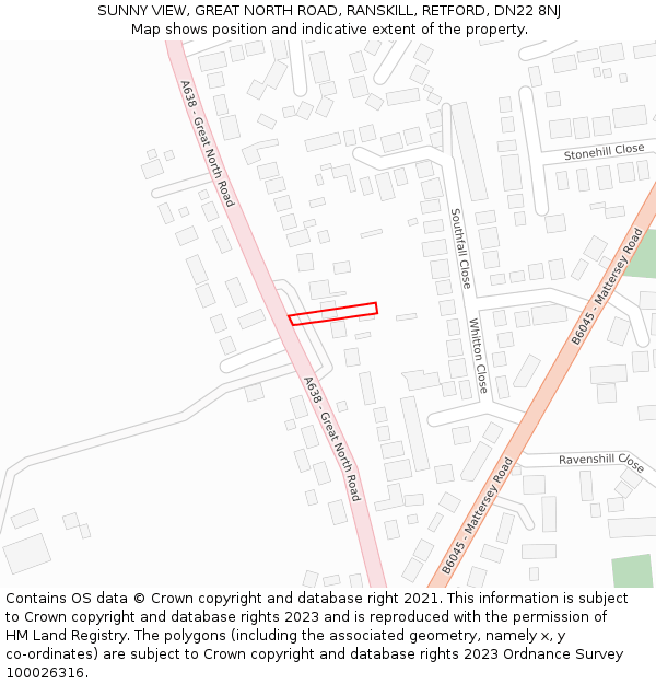 SUNNY VIEW, GREAT NORTH ROAD, RANSKILL, RETFORD, DN22 8NJ: Location map and indicative extent of plot