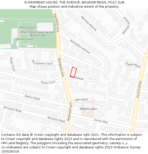 SUNNYMEAD HOUSE, THE AVENUE, BOGNOR REGIS, PO21 2UB: Location map and indicative extent of plot