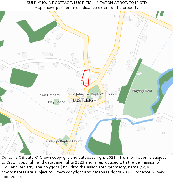 SUNNYMOUNT COTTAGE, LUSTLEIGH, NEWTON ABBOT, TQ13 9TD: Location map and indicative extent of plot