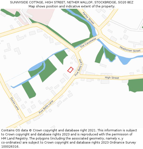 SUNNYSIDE COTTAGE, HIGH STREET, NETHER WALLOP, STOCKBRIDGE, SO20 8EZ: Location map and indicative extent of plot