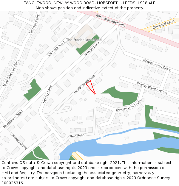 TANGLEWOOD, NEWLAY WOOD ROAD, HORSFORTH, LEEDS, LS18 4LF: Location map and indicative extent of plot