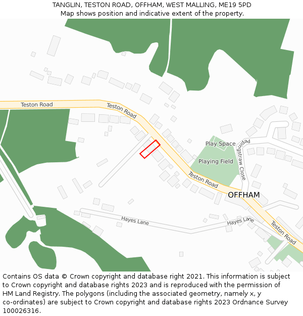 TANGLIN, TESTON ROAD, OFFHAM, WEST MALLING, ME19 5PD: Location map and indicative extent of plot