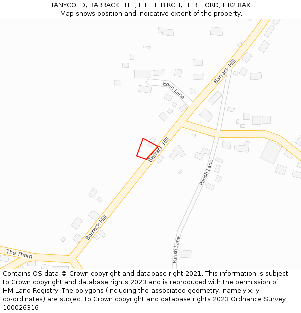 TANYCOED, BARRACK HILL, LITTLE BIRCH, HEREFORD, HR2 8AX: Location map and indicative extent of plot