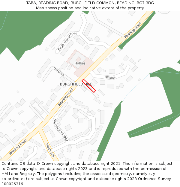 TARA, READING ROAD, BURGHFIELD COMMON, READING, RG7 3BG: Location map and indicative extent of plot