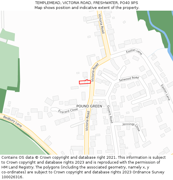 TEMPLEMEAD, VICTORIA ROAD, FRESHWATER, PO40 9PS: Location map and indicative extent of plot