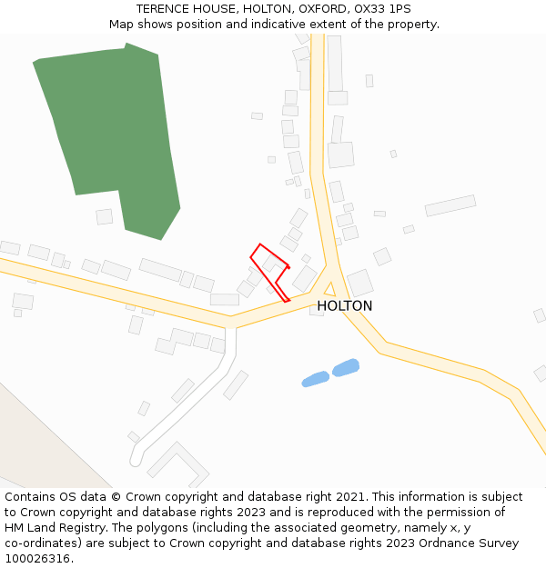 TERENCE HOUSE, HOLTON, OXFORD, OX33 1PS: Location map and indicative extent of plot