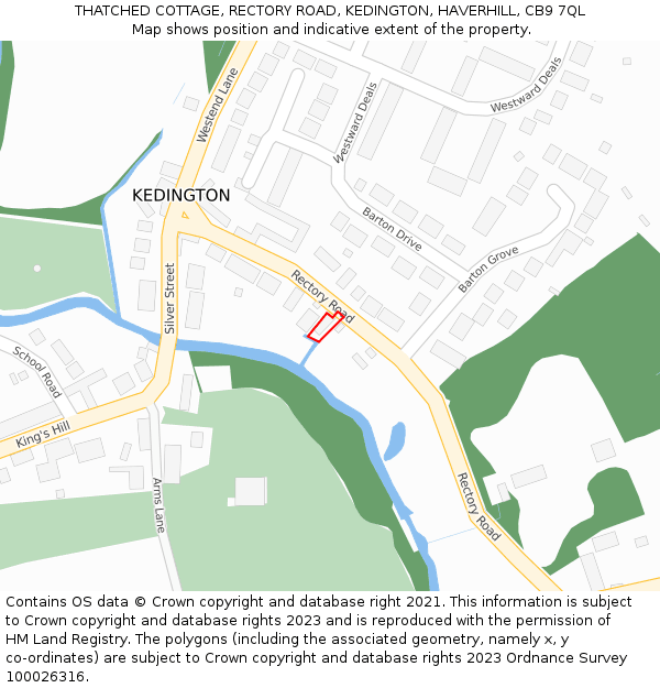 THATCHED COTTAGE, RECTORY ROAD, KEDINGTON, HAVERHILL, CB9 7QL: Location map and indicative extent of plot