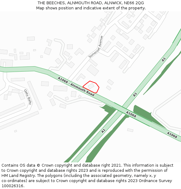 THE BEECHES, ALNMOUTH ROAD, ALNWICK, NE66 2QG: Location map and indicative extent of plot