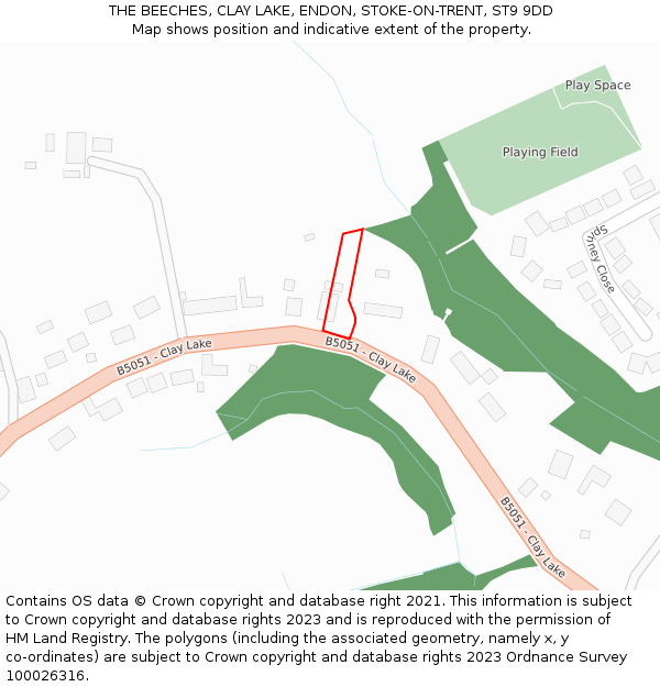 THE BEECHES, CLAY LAKE, ENDON, STOKE-ON-TRENT, ST9 9DD: Location map and indicative extent of plot