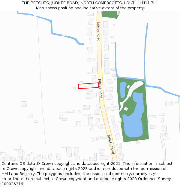 THE BEECHES, JUBILEE ROAD, NORTH SOMERCOTES, LOUTH, LN11 7LH: Location map and indicative extent of plot