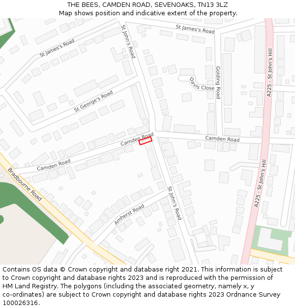 THE BEES, CAMDEN ROAD, SEVENOAKS, TN13 3LZ: Location map and indicative extent of plot