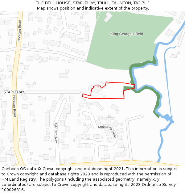 THE BELL HOUSE, STAPLEHAY, TRULL, TAUNTON, TA3 7HF: Location map and indicative extent of plot