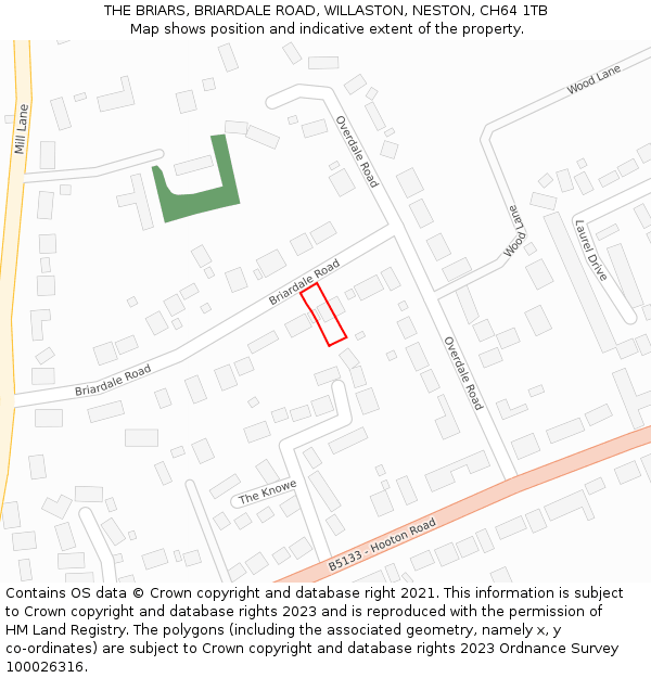 THE BRIARS, BRIARDALE ROAD, WILLASTON, NESTON, CH64 1TB: Location map and indicative extent of plot