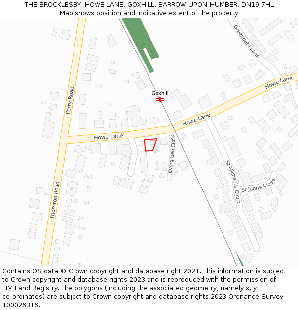 THE BROCKLESBY, HOWE LANE, GOXHILL, BARROW-UPON-HUMBER, DN19 7HL: Location map and indicative extent of plot